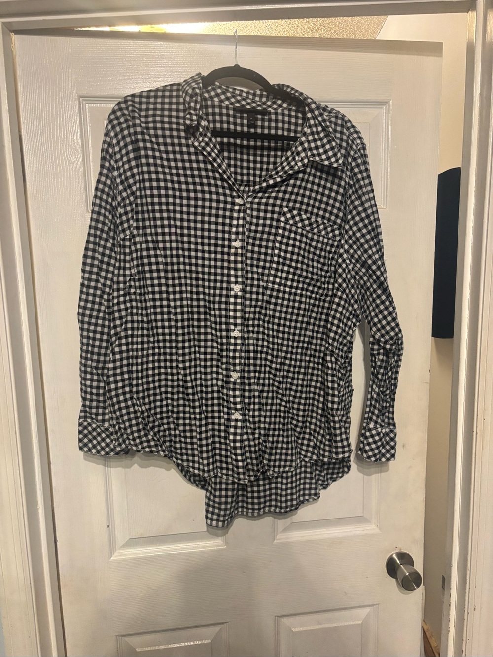 Lane Bryant Black and White Gingham Button-Down Shirt